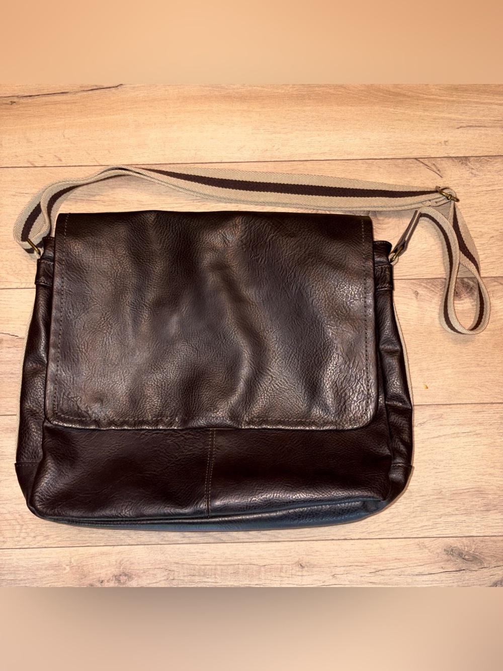 Tom Tailor Leather Messenger Bag Chocolate Brown Business Travel Teacher Career